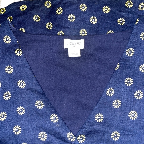 JCrew Factory V-neck button front dress in linen/cotton; Sz 6; style L6981; navy - Picture 10 of 12